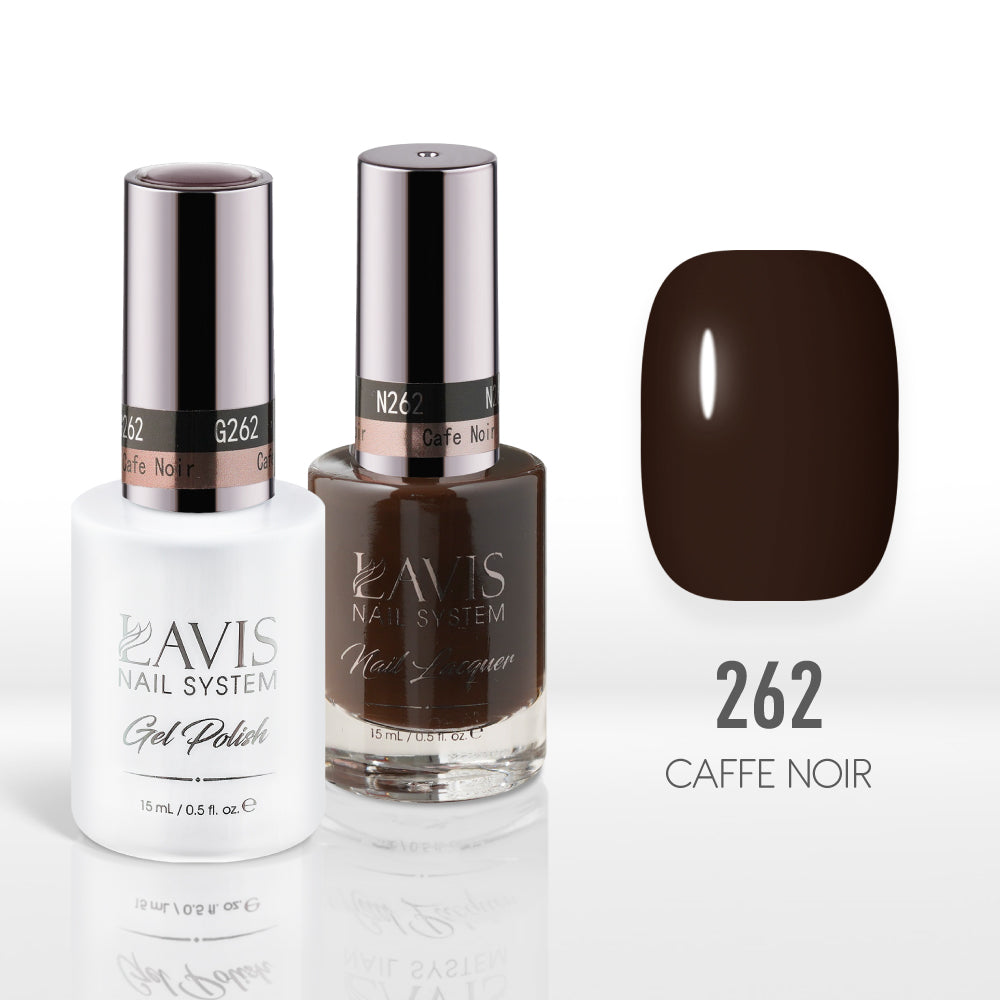 Lavis Gel Nail Polish Duo - 262 Brown Colors - Cafe Noir