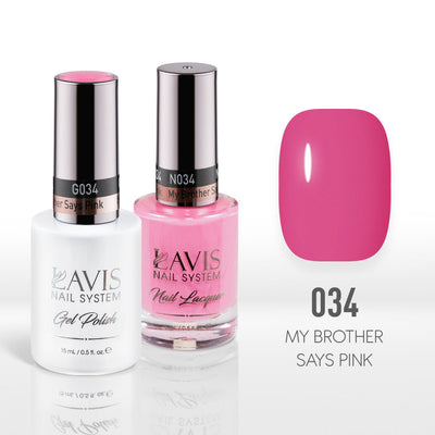 Lavis Gel Nail Polish Duo - 034 Pink, Neon Colors - My Brother Says Pink