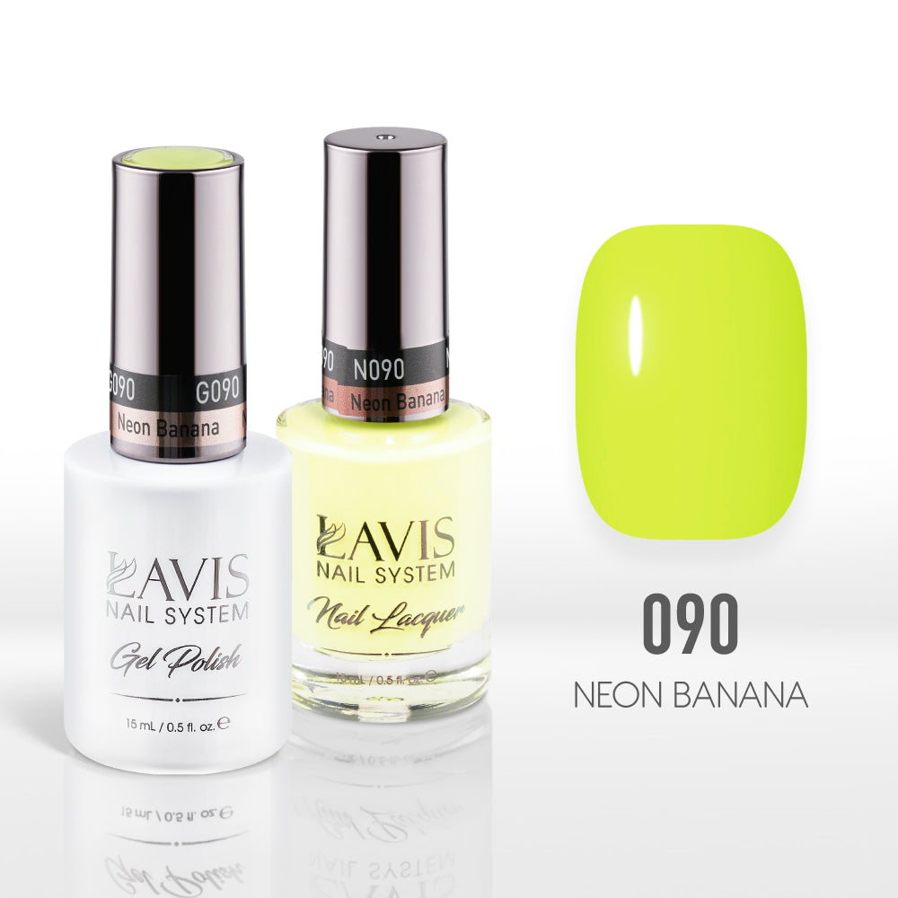 Lavis Gel Nail Polish Duo - 090 Yellow, Green, Neon Colors - Neon Banana