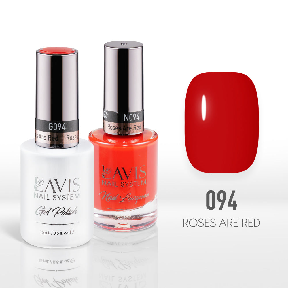 Lavis Gel Nail Polish Duo - 094 Red Colors - Roses Are Red