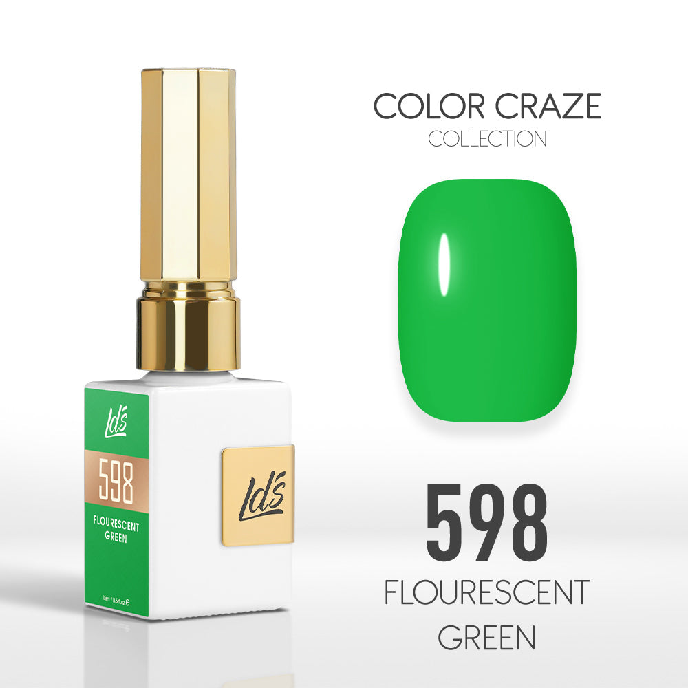 LDS Color Craze Gel Nail Polish -  598 Flourescent Green - 0.5oz