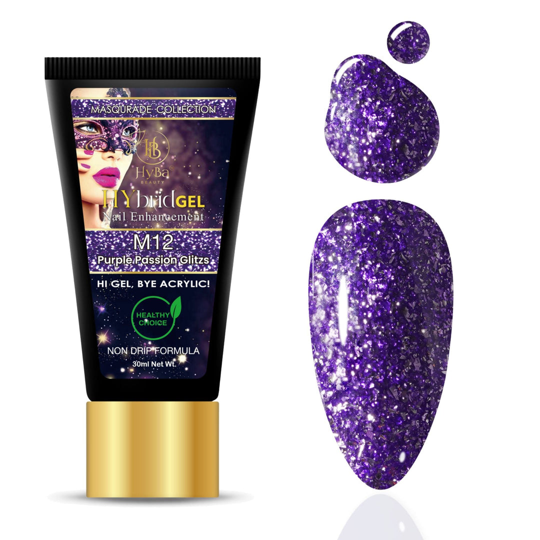 HyBa HyGEL Hybrid Gel 30ml - #M12 Purple Passion Glitzs