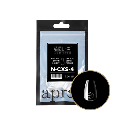 APRES - GEL-X® NATURAL COFFIN EXTRA SHORT REFILL TIP BAG