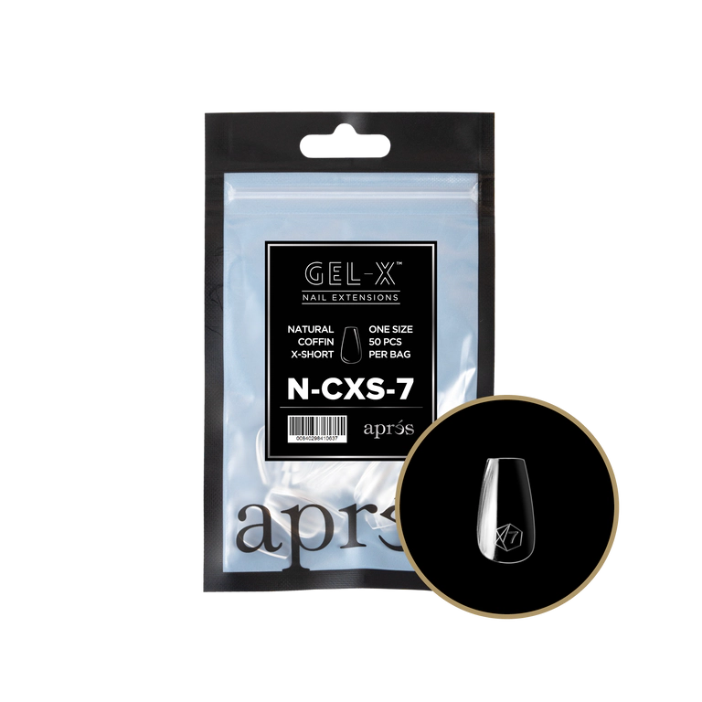 APRES - GEL-X® NATURAL COFFIN EXTRA SHORT REFILL TIP BAG