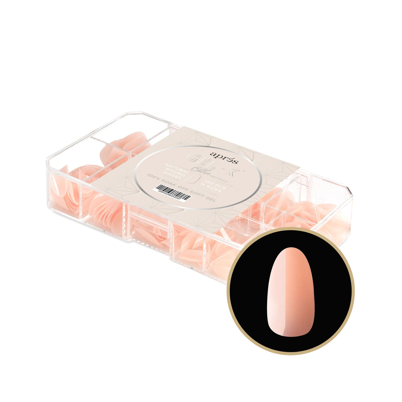 APRES - Gel-X® Neutrals Natural Chloe Round Short Box of Tips (150pcs)