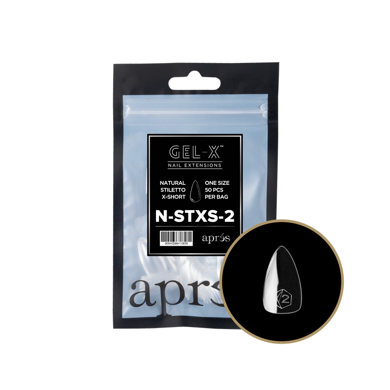 APRES - GEL-X® NATURAL STILETTO EXTRA SHORT REFILL TIP BAG