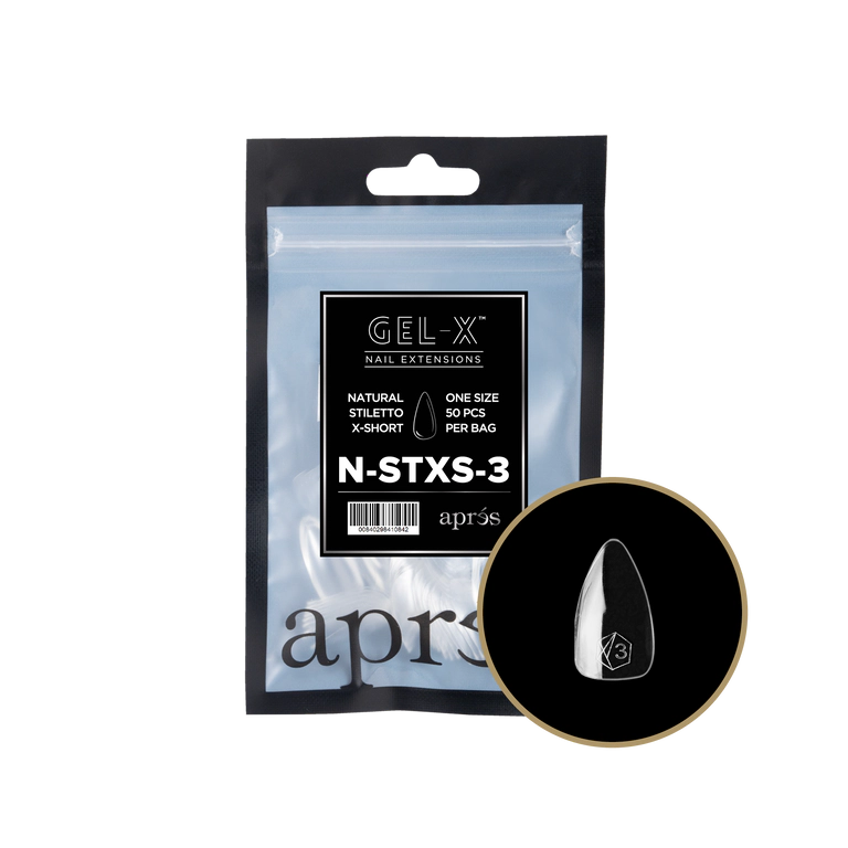 APRES - GEL-X® NATURAL STILETTO EXTRA SHORT REFILL TIP BAG