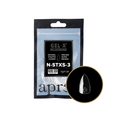 APRES - GEL-X® NATURAL STILETTO EXTRA SHORT REFILL TIP BAG