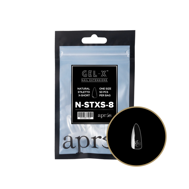 APRES - GEL-X® NATURAL STILETTO EXTRA SHORT REFILL TIP BAG