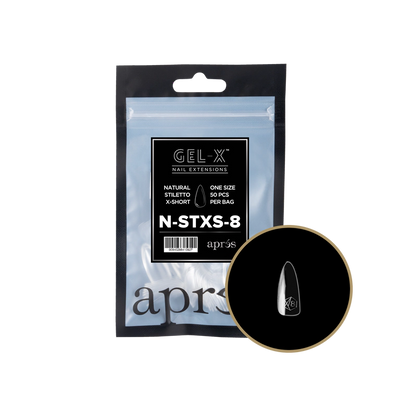 APRES - GEL-X® NATURAL STILETTO EXTRA SHORT REFILL TIP BAG