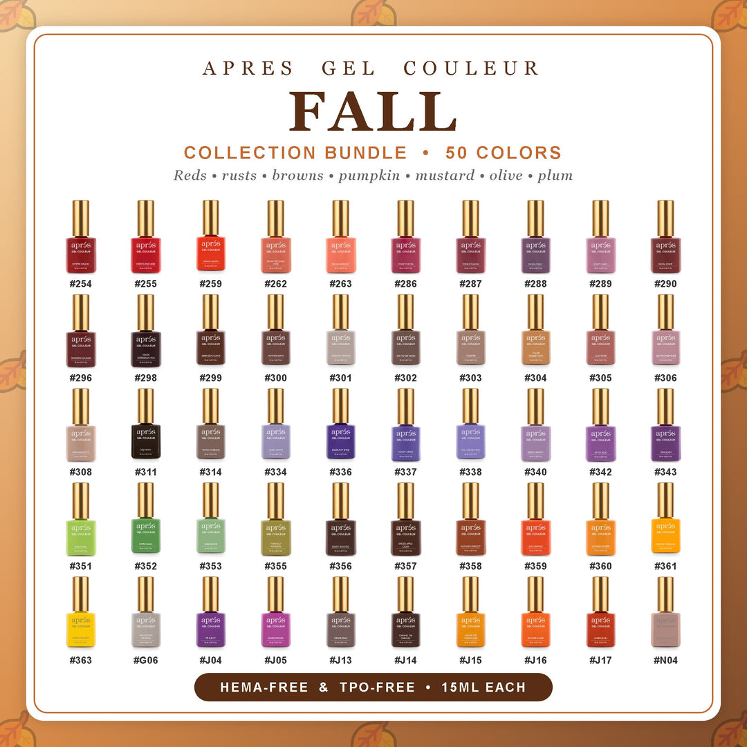 APRES Gel Couleur Fall Collection Bundle - 50 HEMA-Free &amp; TPO-Free Colors