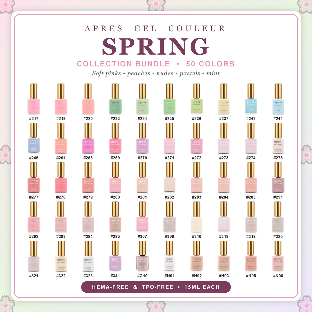 APRES Gel Couleur Spring Collection Bundle - 50 HEMA-Free & TPO-Free Colors