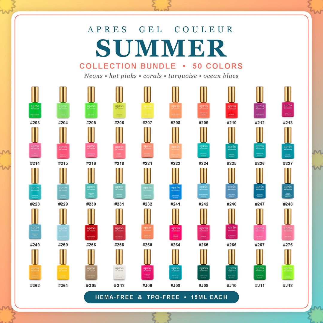 APRES Gel Couleur Summer Collection Bundle - 50 HEMA-Free &amp; TPO-Free Colors