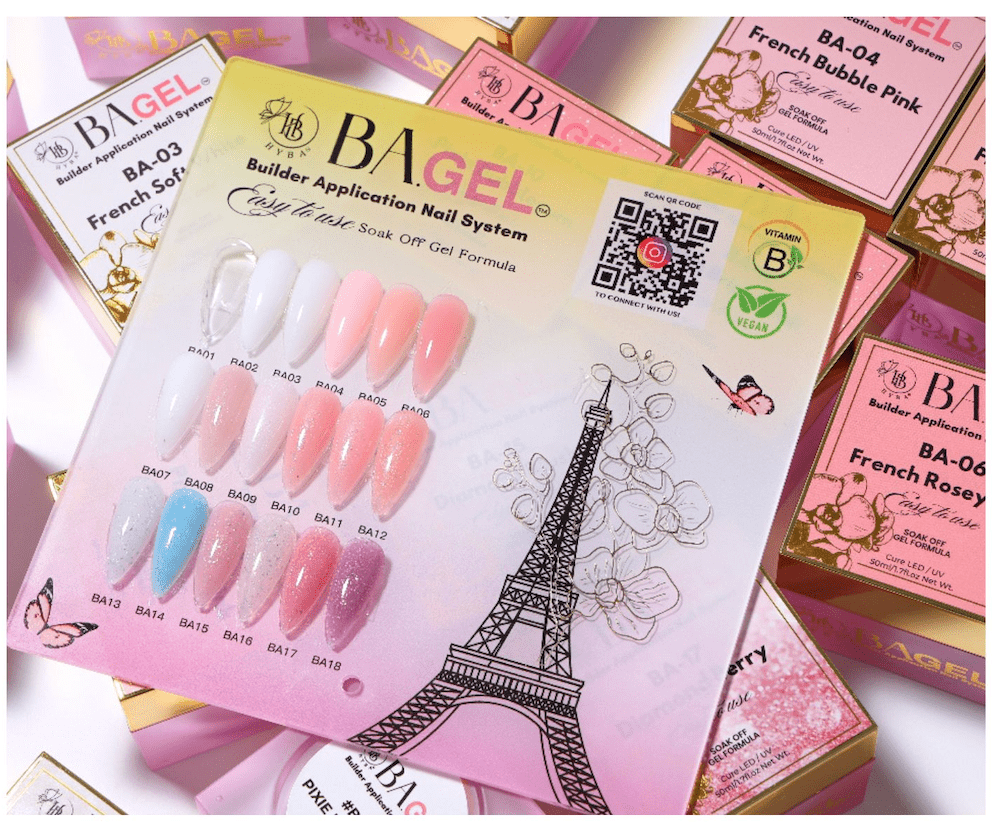 HyBa Color Chart - BA.GEL Paris French -(#BA01- #BA18)