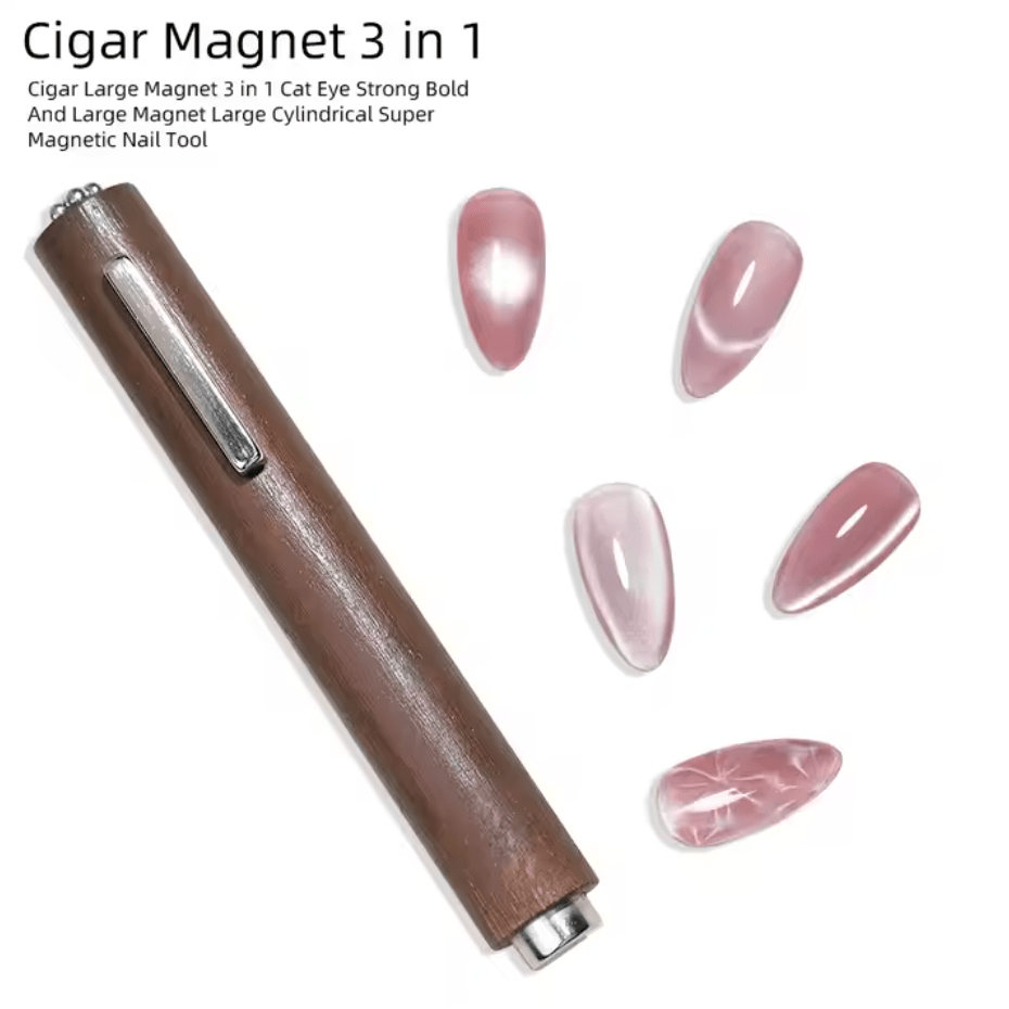 HyBa Cigar Nail Art Magnet Stick 3 in 1 Cat Eye - CHESTNUT WOOD