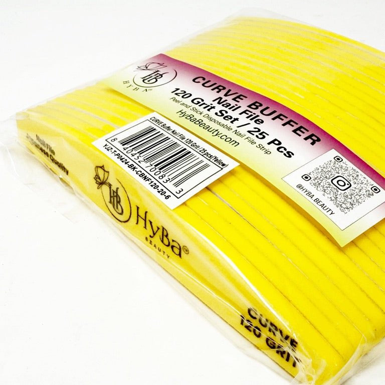 HyBa CURVE Buffer Nail File 120 Grit Refill Set/25 pcs (YELLOW)