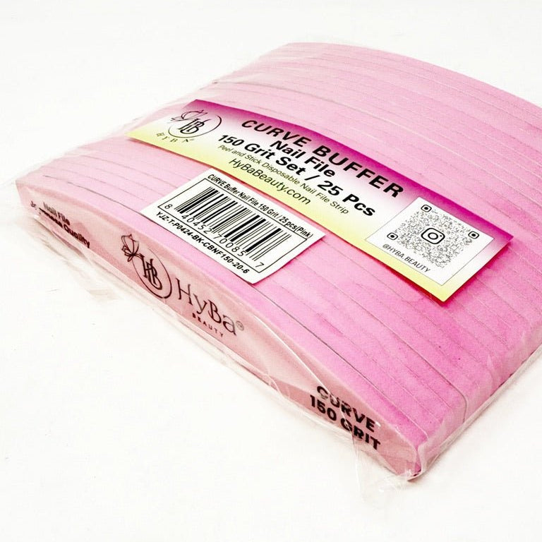 HyBa CURVE Buffer Nail File 150 Grit Refill Set/25 pcs (Pink)