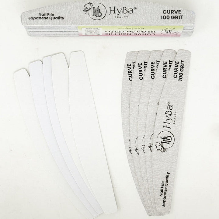 HyBa CURVE Nail File 100 Grit Refill Set/25 Pcs
