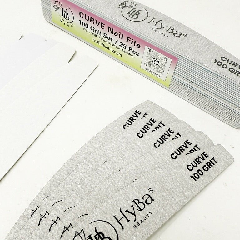 HyBa CURVE Nail File 100 Grit Refill Set/25 Pcs