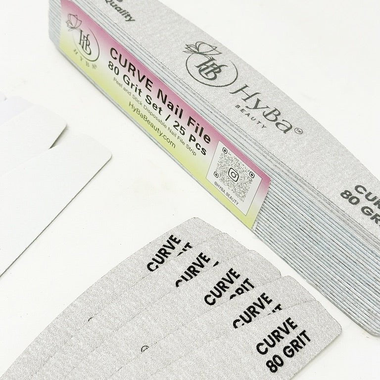 HyBa CURVE Nail File 80 Grit Refill Set/25 Pcs