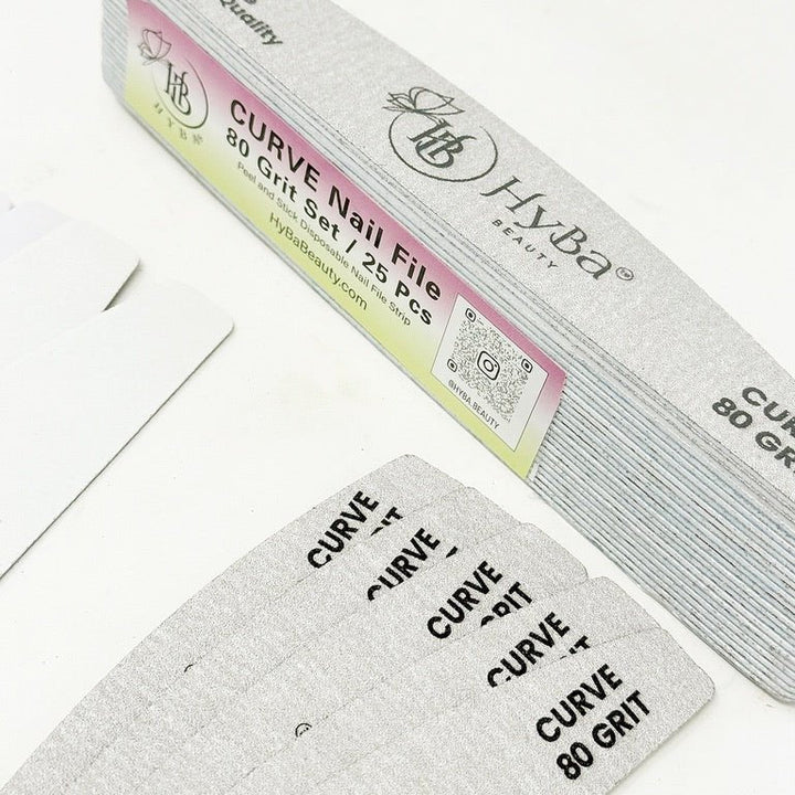 HyBa CURVE Nail File 80 Grit Refill Set/25 Pcs
