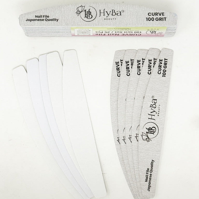 HyBa CURVE Nail File 80 Grit Refill Set/25 Pcs