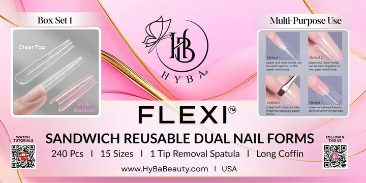 HyBa FLEXI SANDWICH REUSABLE DUAL NAIL FORMS - SET 1