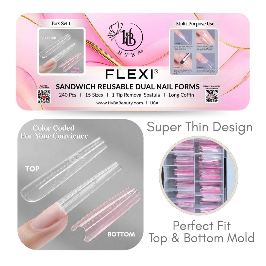 HyBa FLEXI SANDWICH REUSABLE DUAL NAIL FORMS - SET 1