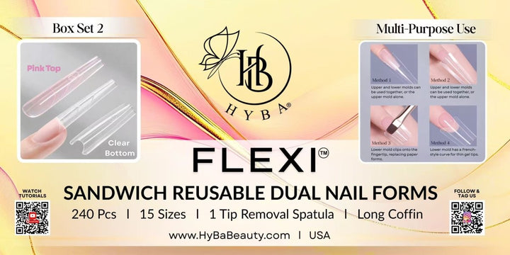 HyBa FLEXI SANDWICH REUSABLE DUAL NAIL FORMS - SET 2