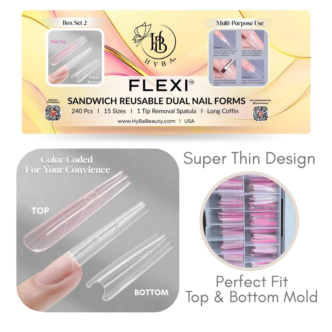 HyBa FLEXI SANDWICH REUSABLE DUAL NAIL FORMS - SET 2