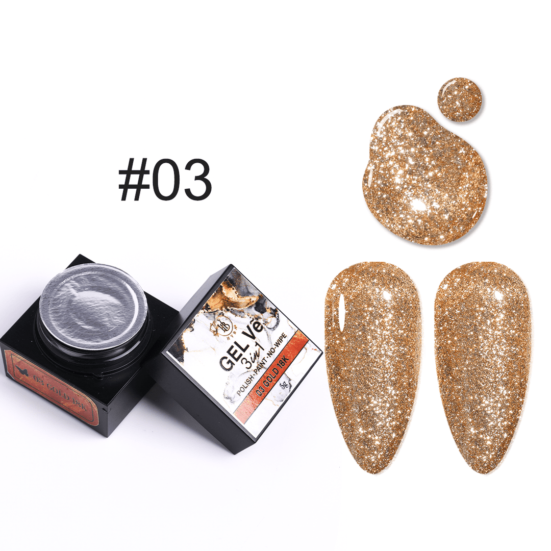 HyBa GEL Vẽ Artist Gel 5g - GEL Vẽ - #03 Gold 18K / 1pcs set (5g Each)