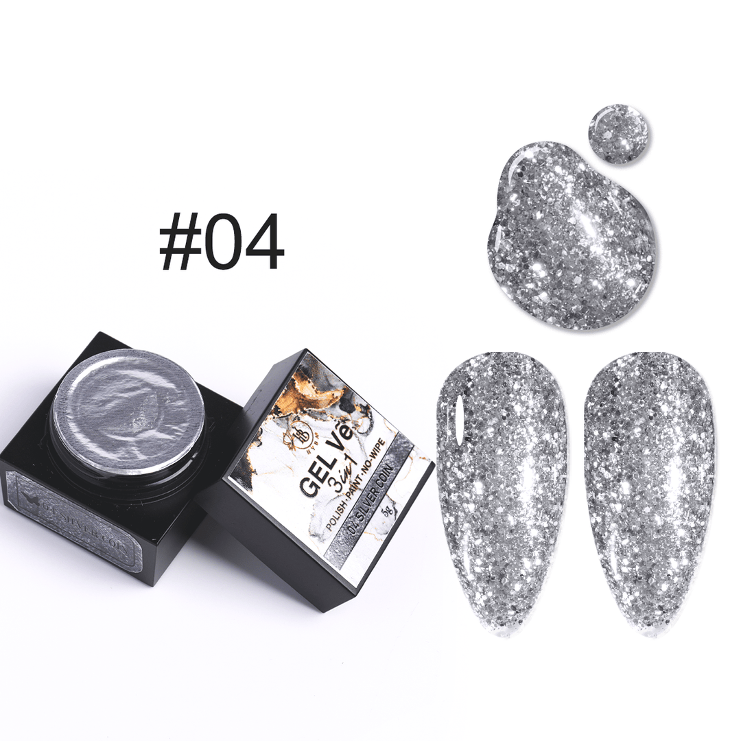 HyBa GEL Vẽ Artist Gel 5g - GEL Vẽ - #04 Silver Coin / 1pcs set (5g Each)