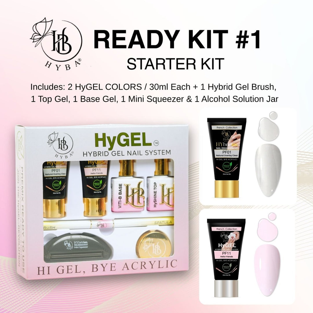 HyBa HyGEL HYBRID DIY Home or Gel Nail System - Ready Kit #1