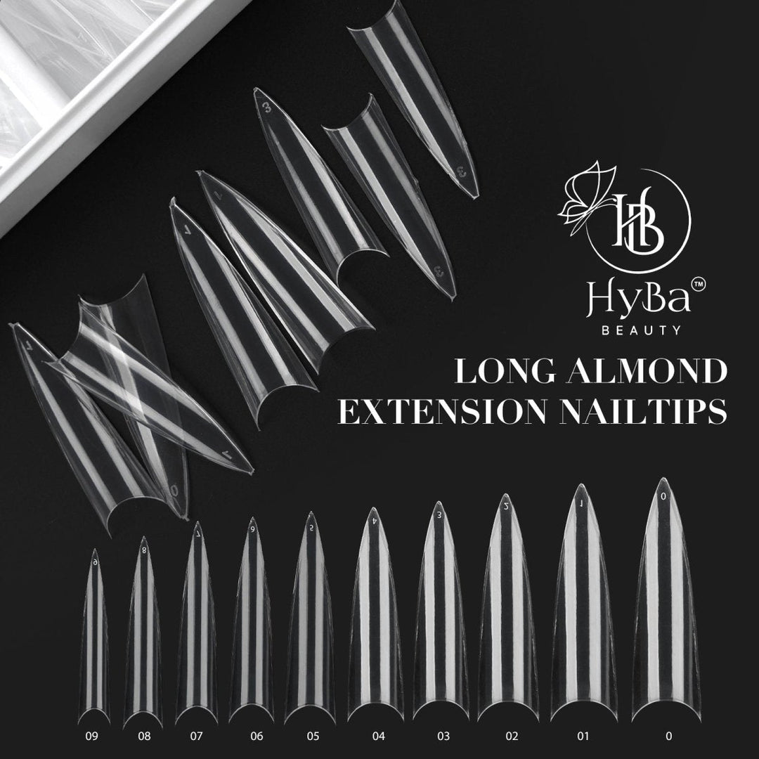 HyBa Long Almond Extension Nail Tips