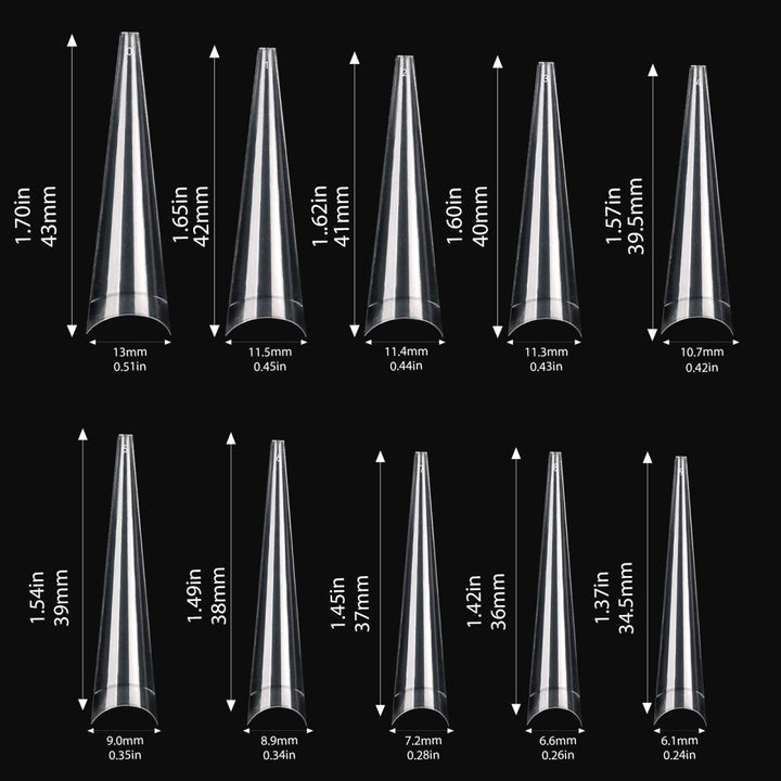 HyBa Long Stiletto Extension Nail Tips