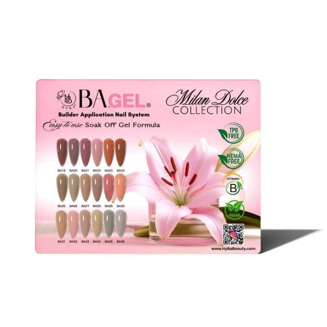 HyBa Color Chart - BA.GEL Milan Dolce (#BA19- #BA36)
