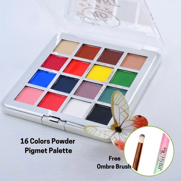 HyBa OMBRé Pressed Pigment Powder Palette - 16 Colors Set
