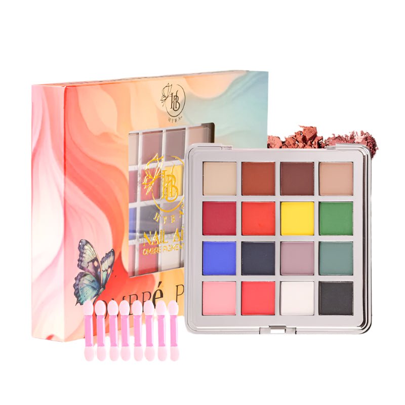 HyBa OMBRé Pressed Pigment Powder Palette - 16 Colors Set