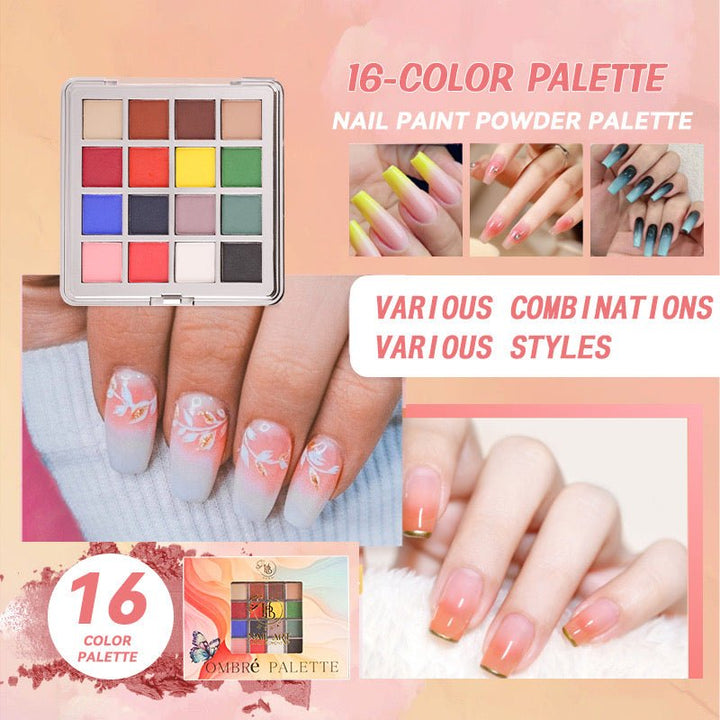 HyBa OMBRé Pressed Pigment Powder Palette - 16 Colors Set