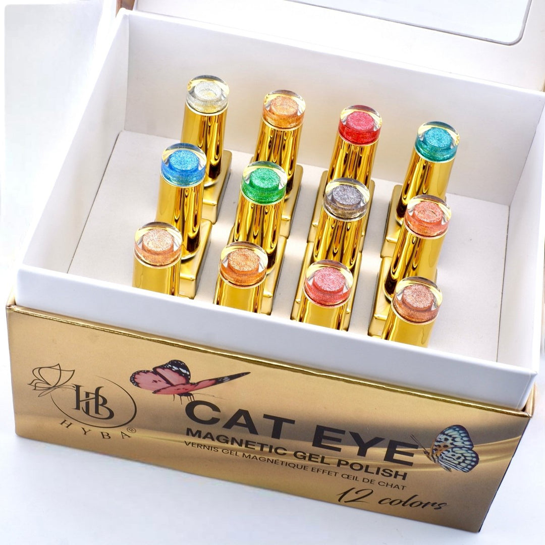 HyBa PLATINUM Cat-Eye Gel Polish 12 Colors - Box Set