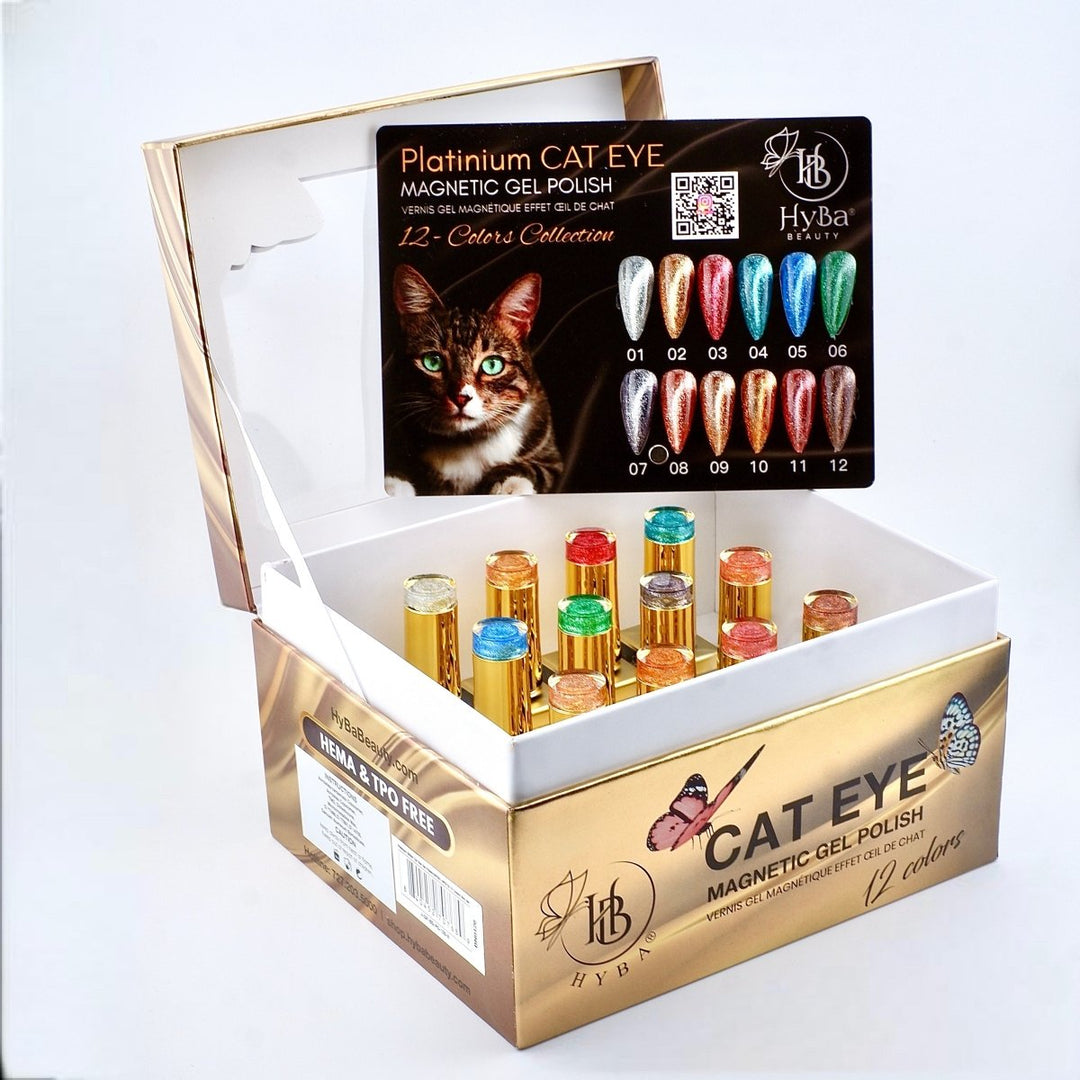 HyBa PLATINUM Cat-Eye Gel Polish 12 Colors - Box Set