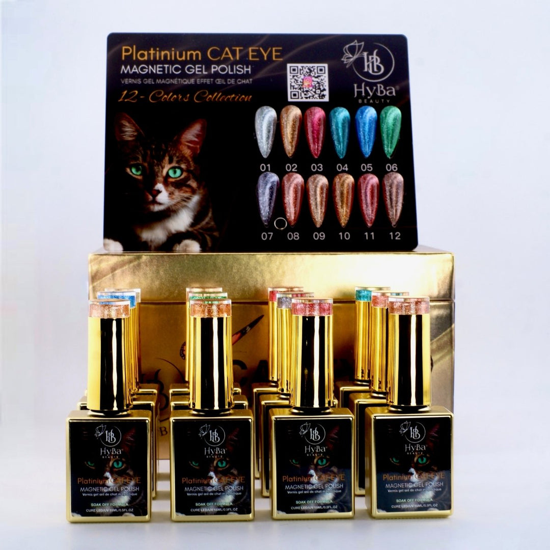 HyBa PLATINUM Cat-Eye Gel Polish 12 Colors - Box Set