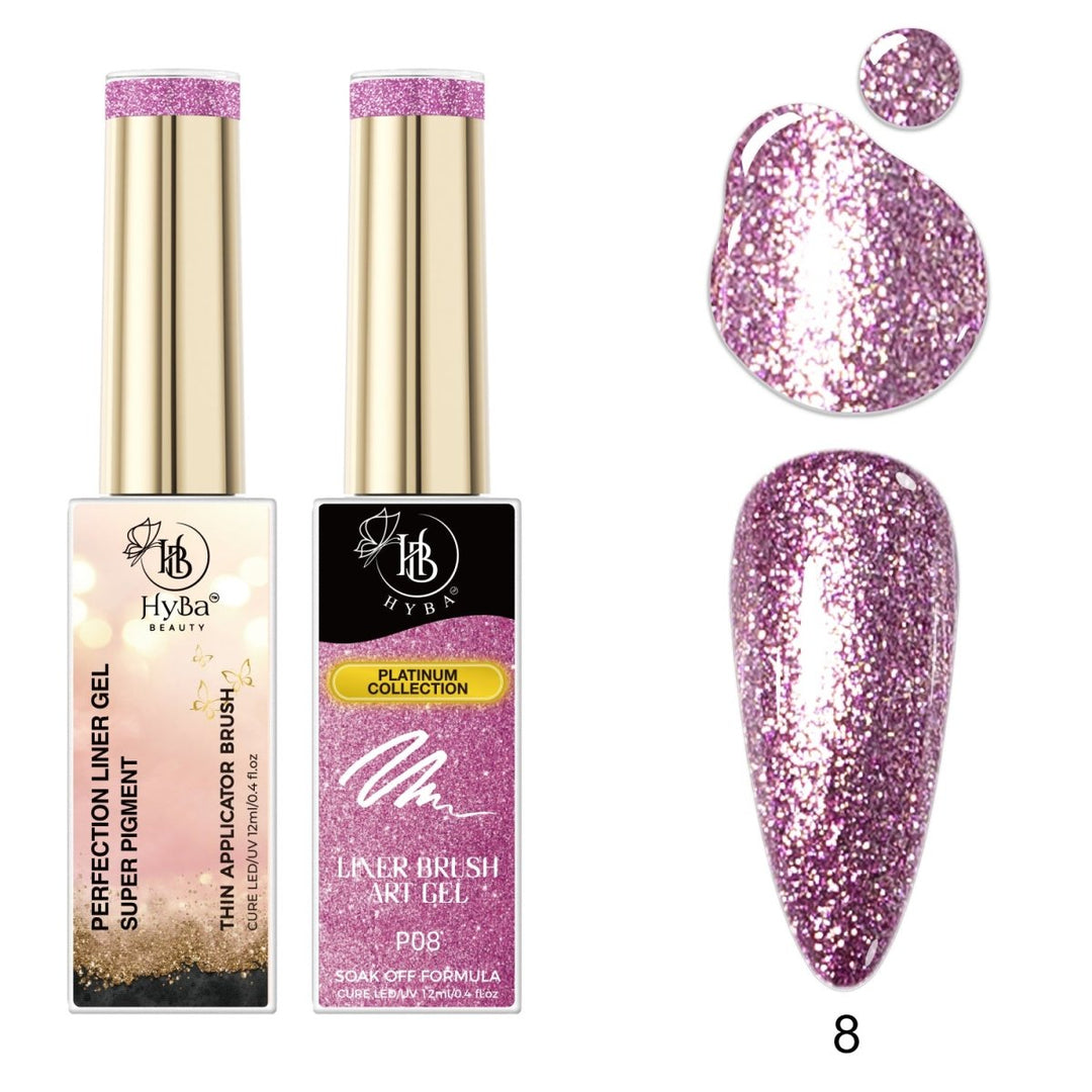 HyBa PLATINUM Reflective Liner Gel 12ml - #PR08 - PINK (12ml)