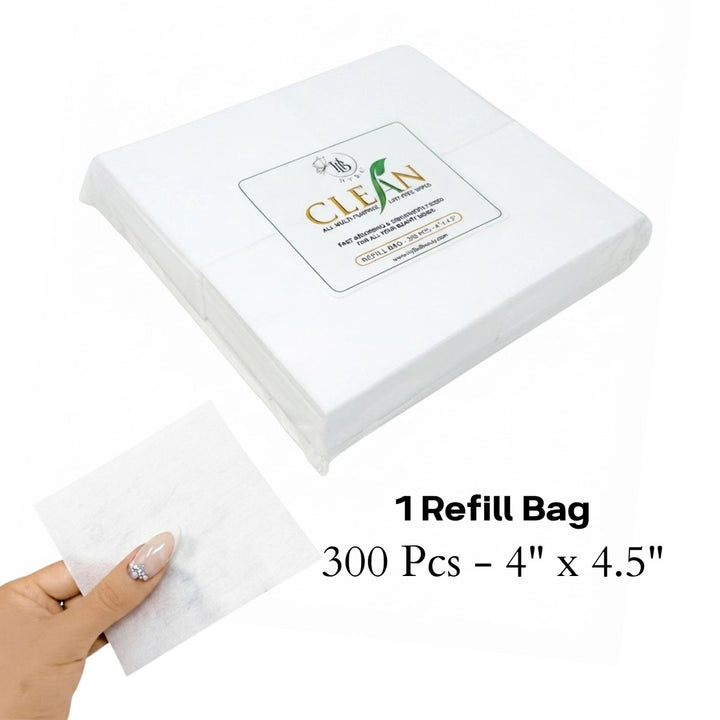 HyBa CLEAN Lint Free Wipes - Refills (300 PCS - 4 × 4.5)