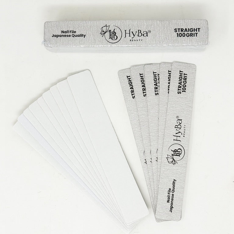HyBa STRAIGHT Nail File 100 Grit Refill Set/25 pcs