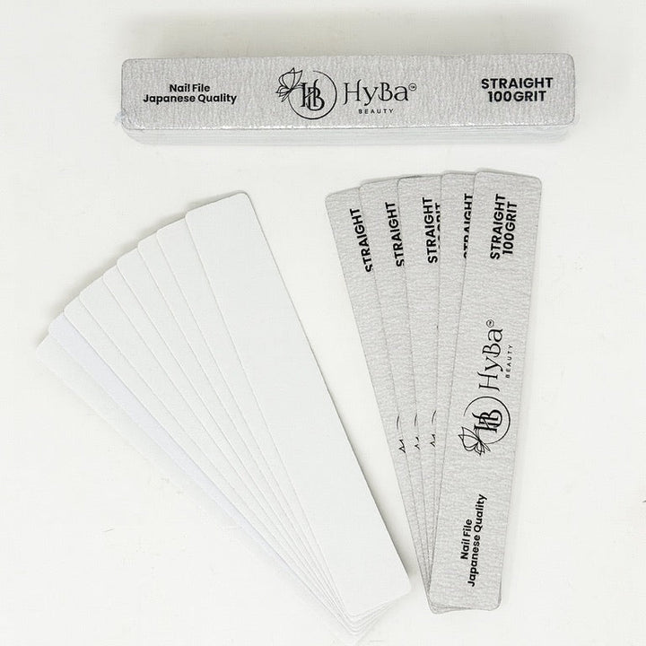 HyBa STRAIGHT Nail File 100 Grit Refill Set/25 pcs