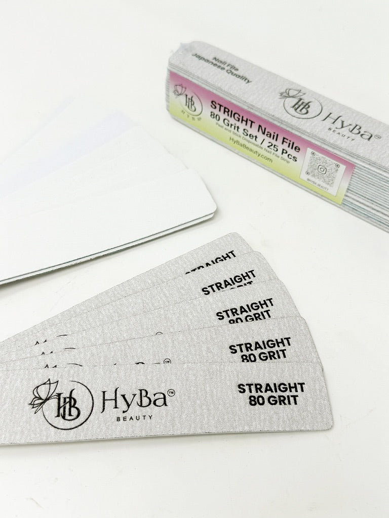 HyBa STRAIGHT Nail File 80 Grit Refill Set/25 pcs