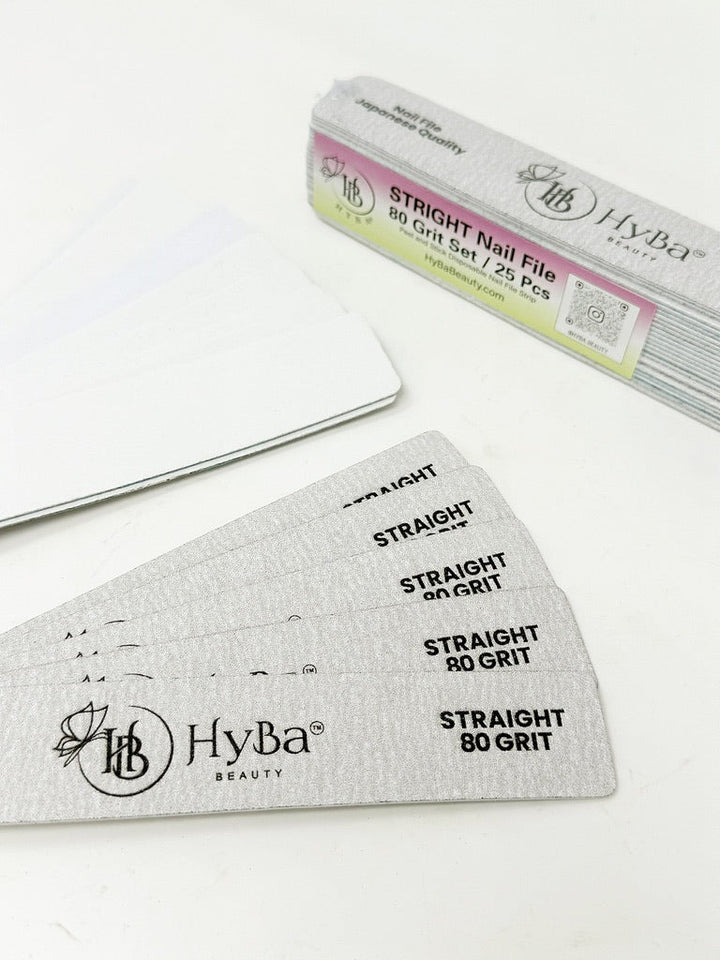 HyBa STRAIGHT Nail File 80 Grit Refill Set/25 pcs