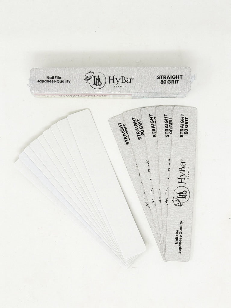 HyBa STRAIGHT Nail File 80 Grit Refill Set/25 pcs