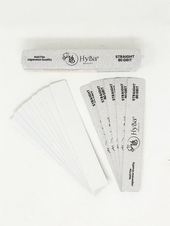 HyBa STRAIGHT Nail File 80 Grit Refill Set/25 pcs